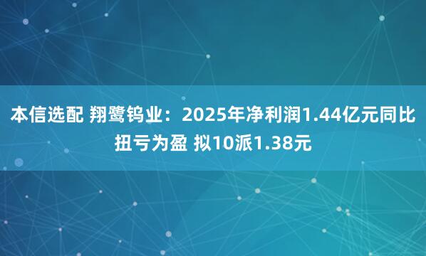 本信选配 翔鹭钨业：2025年净利润1.44亿元同比扭亏为盈 拟10派1.38元